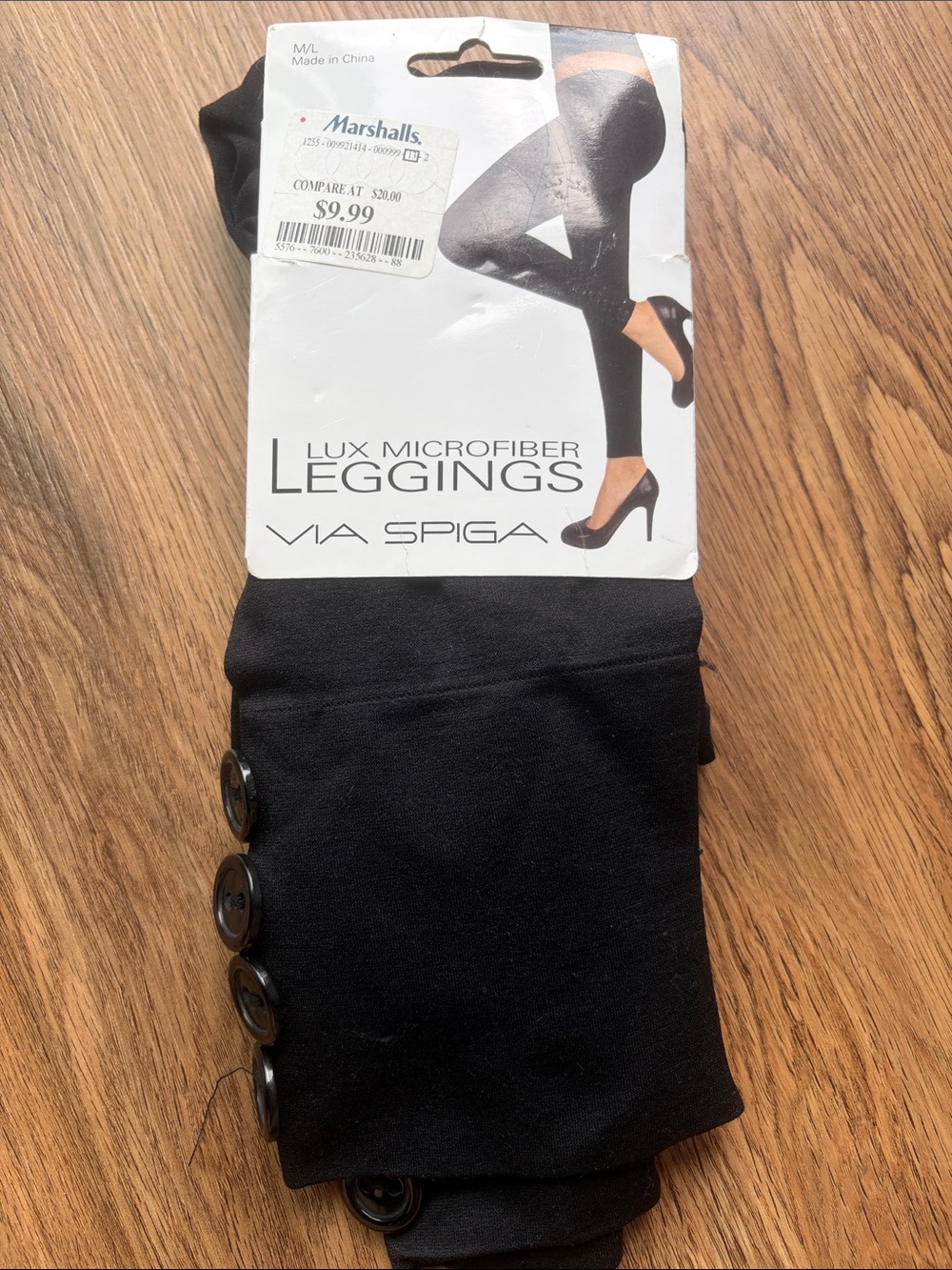 Via Spiga Black Lux Microfiber Leggings with Ankle Buttons